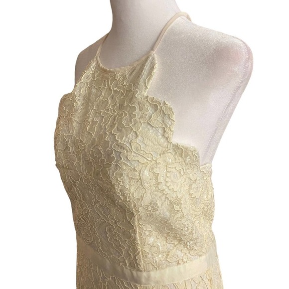 Lulus Womens Zenith ivory white Floral Lace Halter Neck Formal Maxi Dress Large - Picture 7 of 16